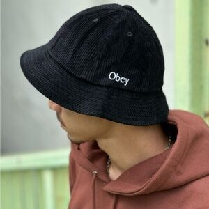 Obey Black Corduroy Bucket Hat New